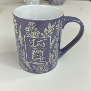 New - Old East Main Co. Purple and Cream Colored Coffee Mug - Let’s Stay Home